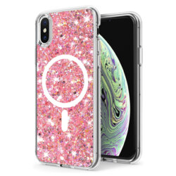 Husa cu sclipici iPhone XS Techsuit Sparkly Glitter MagSafe, roz
