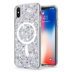 Husa cu sclipici iPhone X, iPhone 10 Techsuit Sparkly Glitter MagSafe, alb