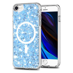 Husa cu sclipici iPhone 7 Techsuit Sparkly Glitter MagSafe, bleu