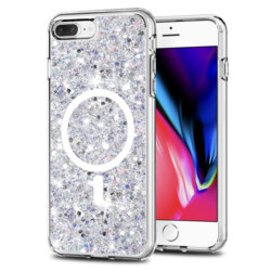 Husa cu sclipici iPhone 8 Plus Techsuit Sparkly Glitter MagSafe, alb