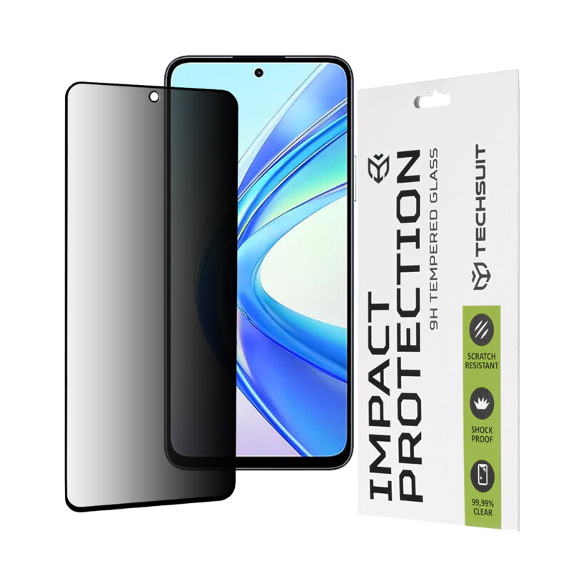Folie sticla Honor X7b Techsuit 111D Privacy Full Glue, negru
