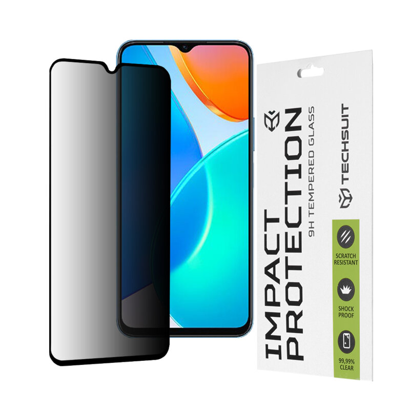 Folie sticla Honor X6 Techsuit 111D Privacy Full Glue, negru
