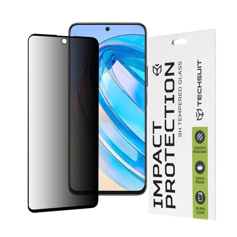 Folie sticla Honor X8a Techsuit 111D Privacy Full Glue, negru