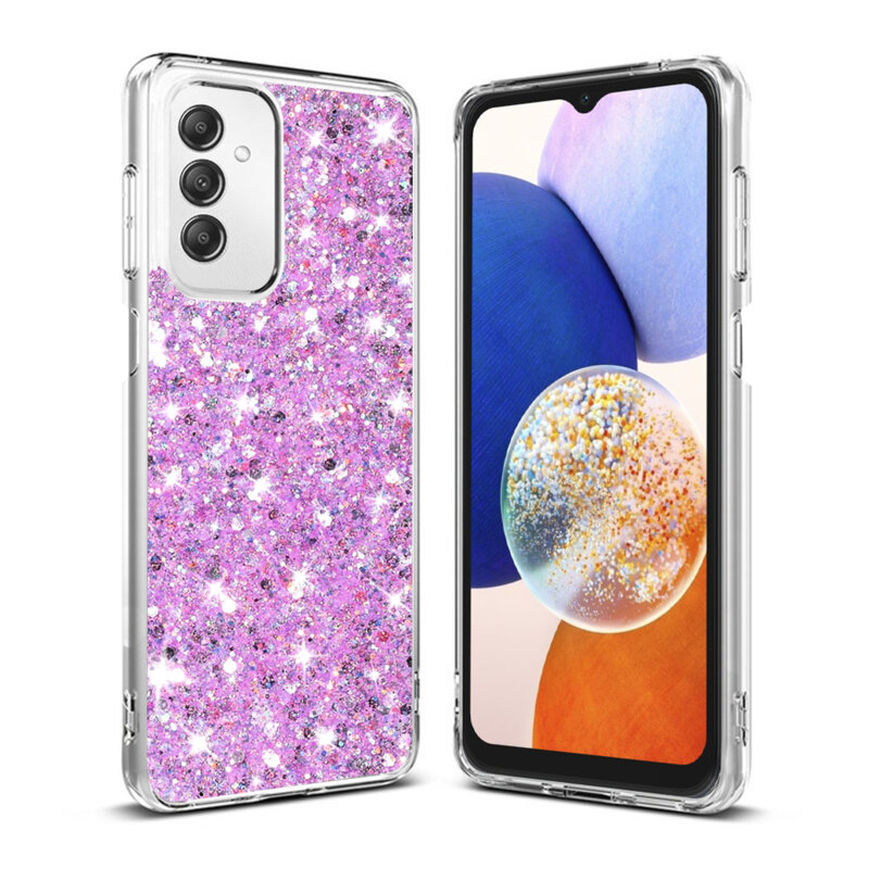 Husa cu sclipici Samsung Galaxy A14 4G Techsuit Sparkly Glitter, magenta