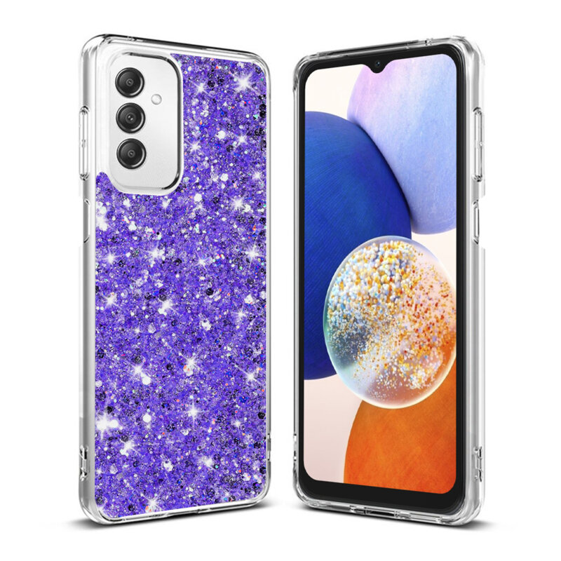 Husa cu sclipici Samsung Galaxy A14 4G Techsuit Sparkly Glitter, mov