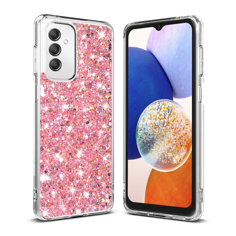 Husa cu sclipici Samsung Galaxy A14 5G Techsuit Sparkly Glitter, roz