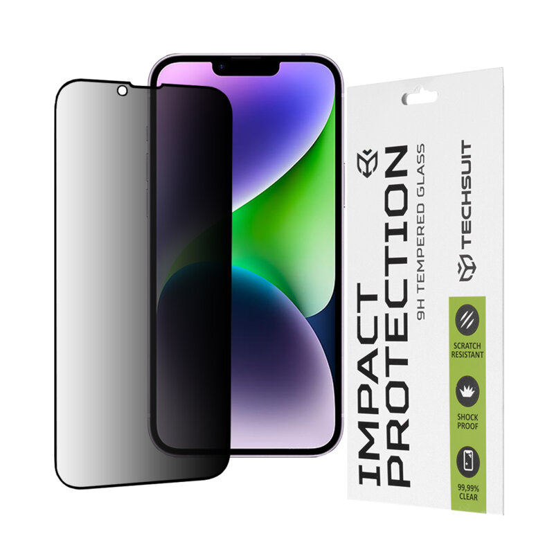 Folie sticla iPhone 14 Plus Techsuit 111D Privacy Full Glue, negru