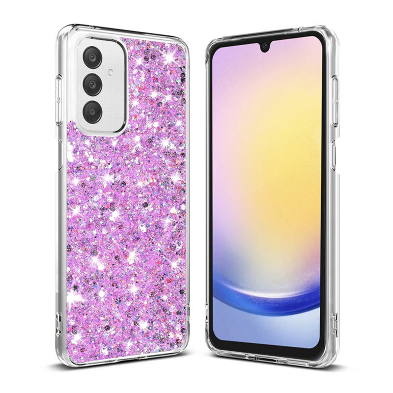 Husa cu sclipici Samsung Galaxy A25 5G Techsuit Sparkly Glitter, magenta