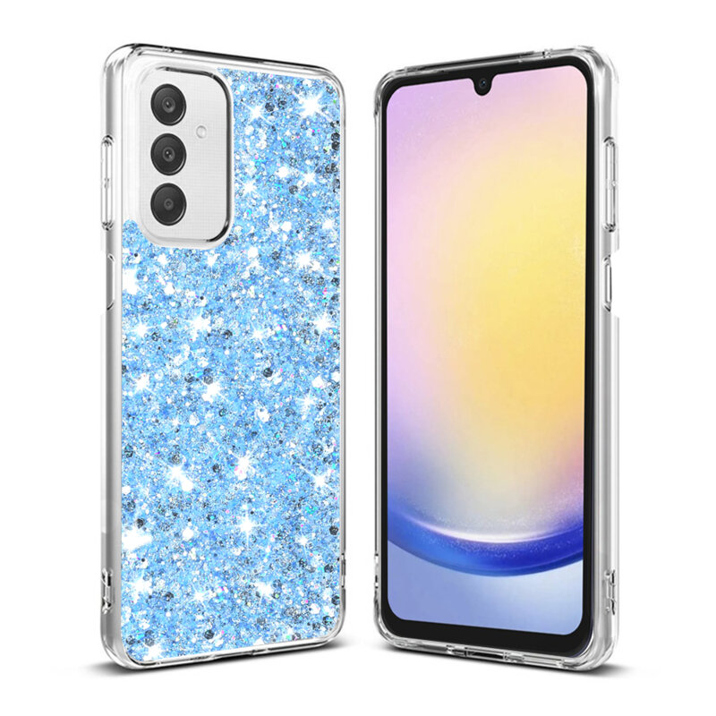 Husa cu sclipici Samsung Galaxy A25 5G Techsuit Sparkly Glitter, bleu