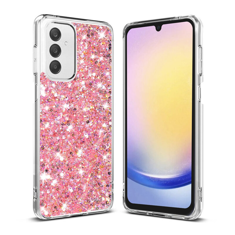Husa cu sclipici Samsung Galaxy A25 5G Techsuit Sparkly Glitter, roz