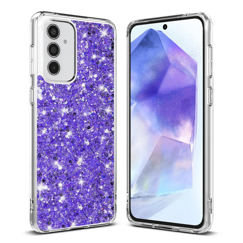 Husa cu sclipici Samsung Galaxy A55 5G Techsuit Sparkly Glitter, mov