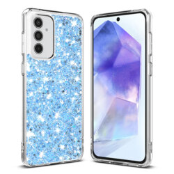 Husa cu sclipici Samsung Galaxy A55 5G Techsuit Sparkly Glitter, bleu