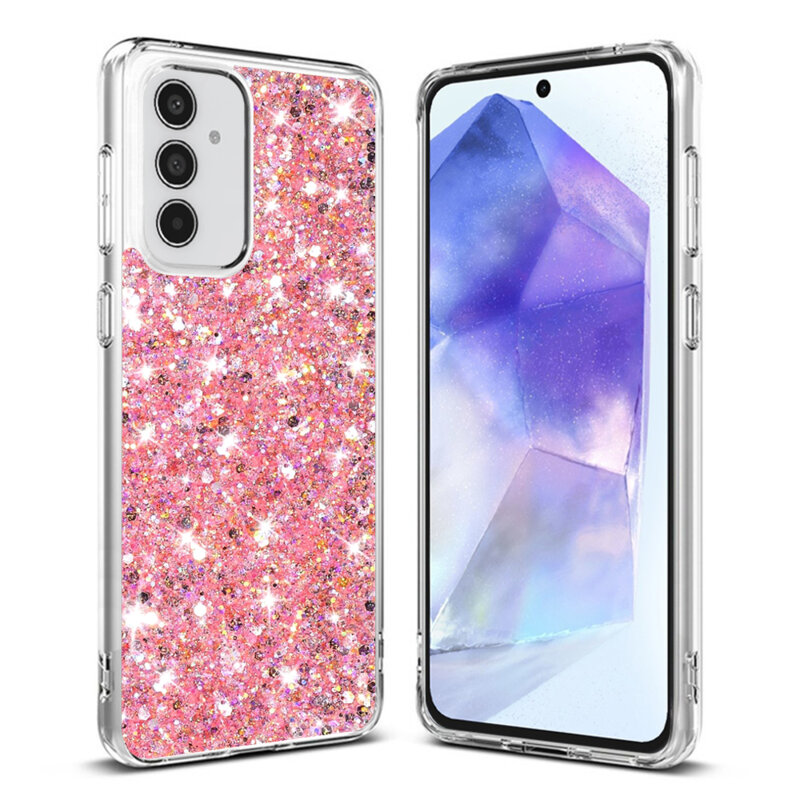 Husa cu sclipici Samsung Galaxy A55 5G Techsuit Sparkly Glitter, roz