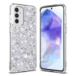 Husa cu sclipici Samsung Galaxy A55 5G Techsuit Sparkly Glitter, alb