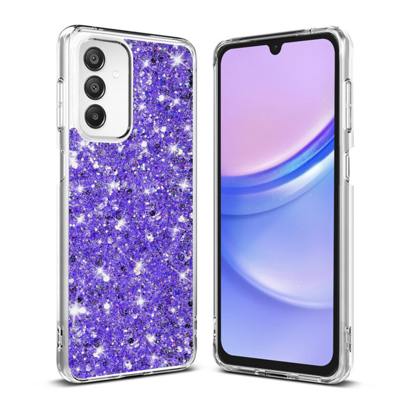 Husa cu sclipici Samsung Galaxy A15 4G Techsuit Sparkly Glitter, mov