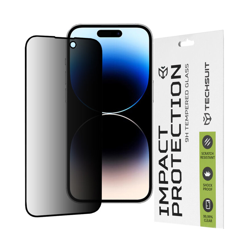 Folie sticla iPhone 14 Pro Techsuit 111D Privacy Full Glue, negru