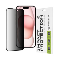 Folie sticla iPhone 15 Techsuit 111D Privacy Full Glue, negru