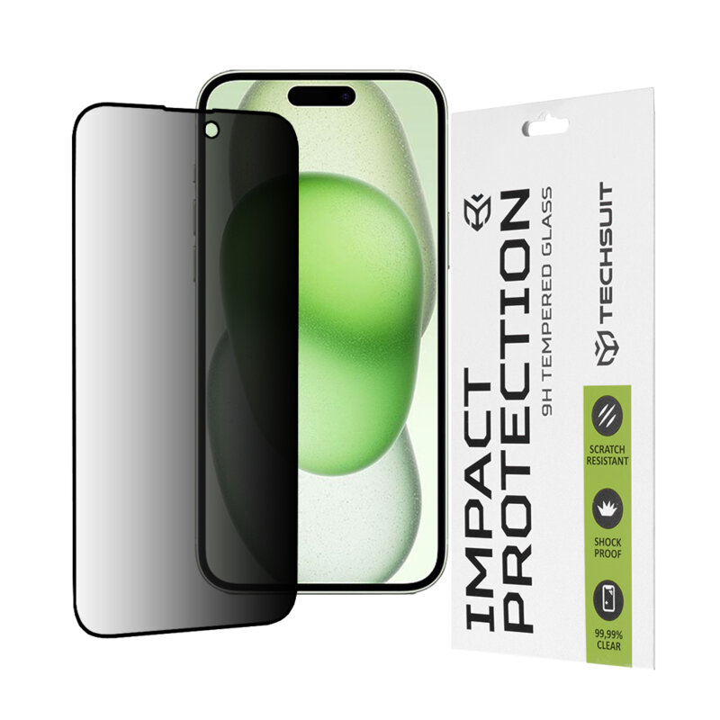 Folie sticla iPhone 15 Plus Techsuit 111D Privacy Full Glue, negru