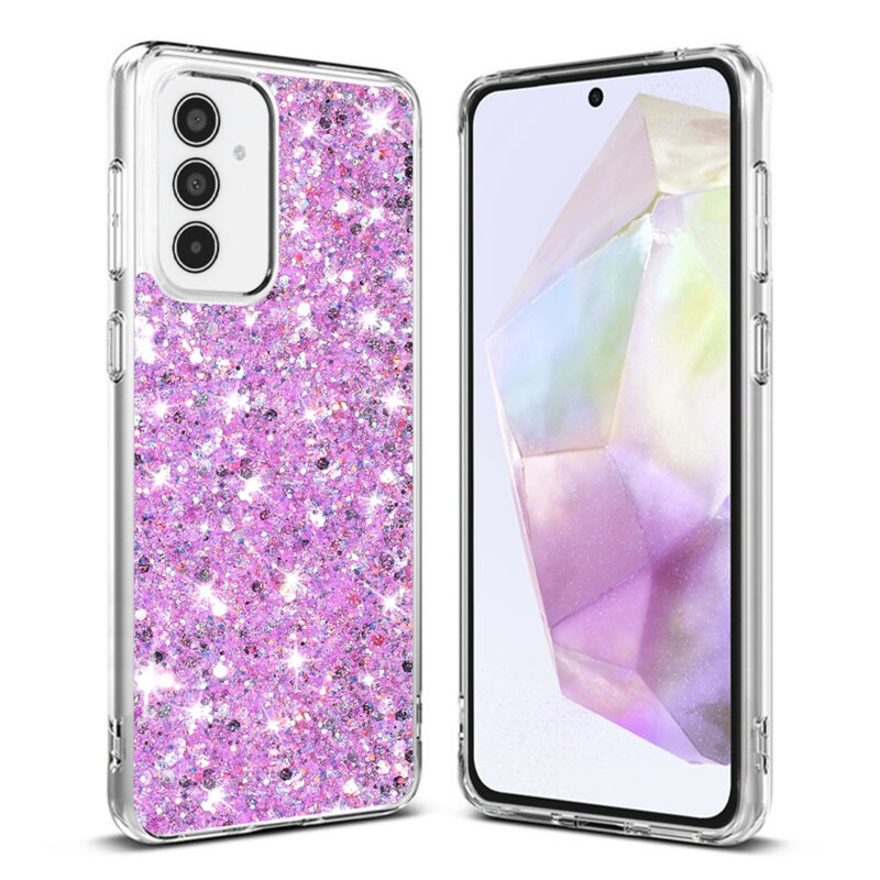 Husa cu sclipici Samsung Galaxy A35 5G Techsuit Sparkly Glitter, magenta