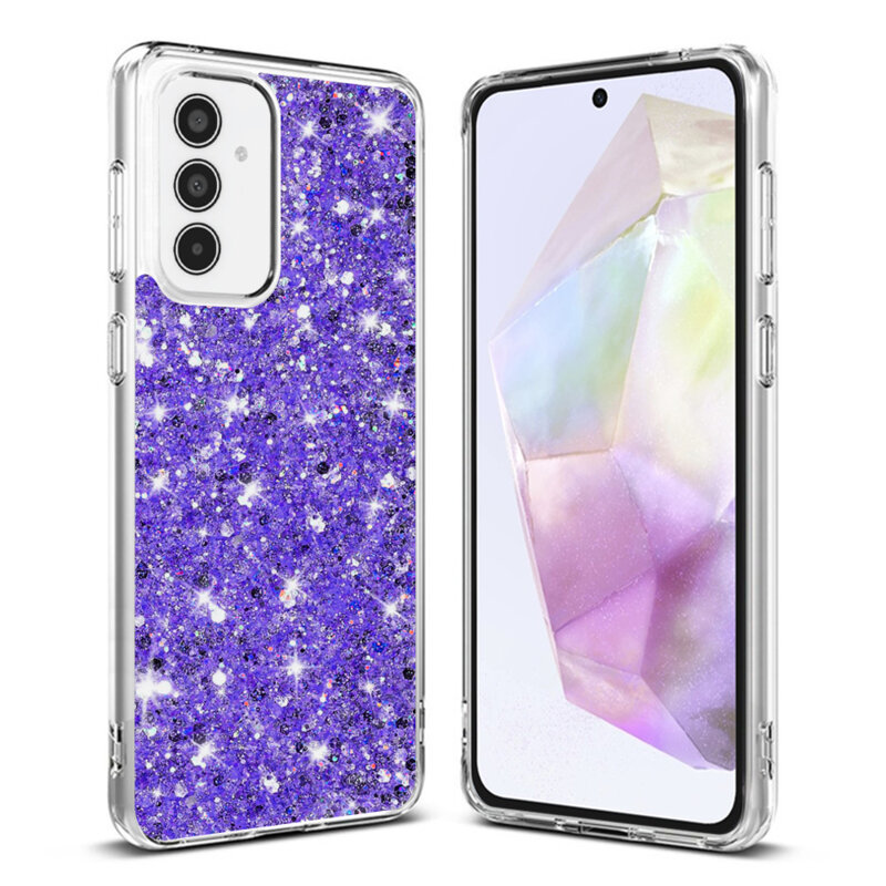 Husa cu sclipici Samsung Galaxy A35 5G Techsuit Sparkly Glitter, mov