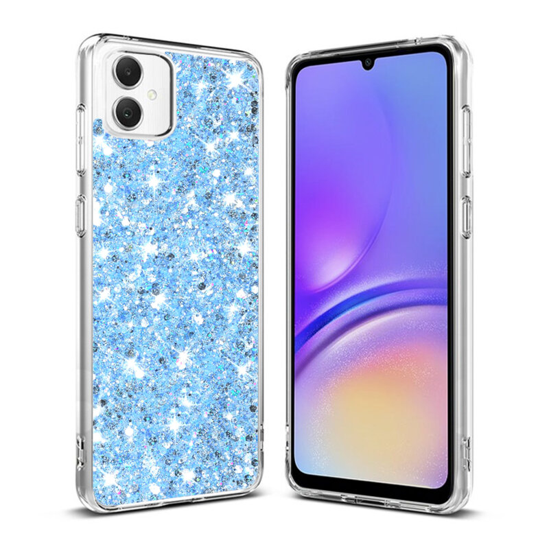 Husa cu sclipici Samsung Galaxy A05 Techsuit Sparkly Glitter, bleu