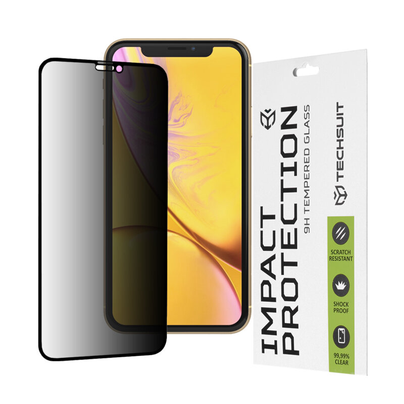 Folie sticla iPhone XR Techsuit 111D Privacy Full Glue, negru
