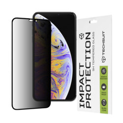 Folie sticla iPhone XS Max Techsuit 111D Privacy Full Glue, negru