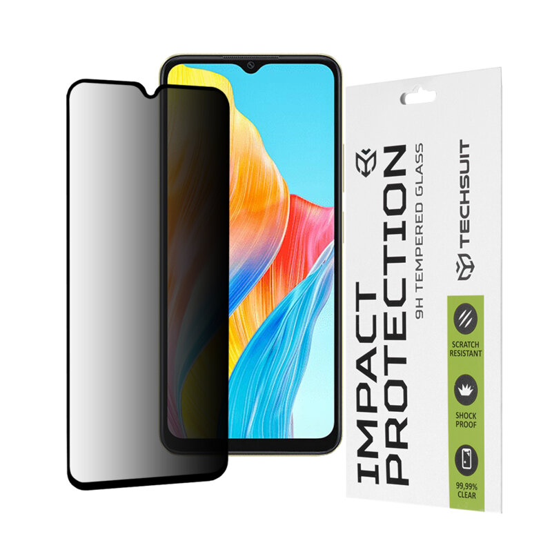 Folie sticla Oppo A18 Techsuit 111D Privacy Full Glue, negru