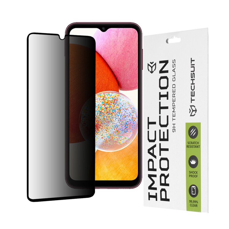 Folie sticla Samsung Galaxy A14 4G Techsuit 111D Privacy Full Glue, negru