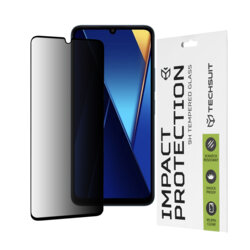 Folie sticla Xiaomi Poco C65 Techsuit 111D Privacy Full Glue, negru