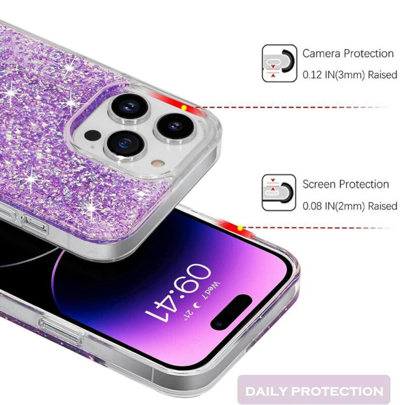 Husa cu sclipici Motorola Moto G54 Techsuit Sparkly Glitter, alb