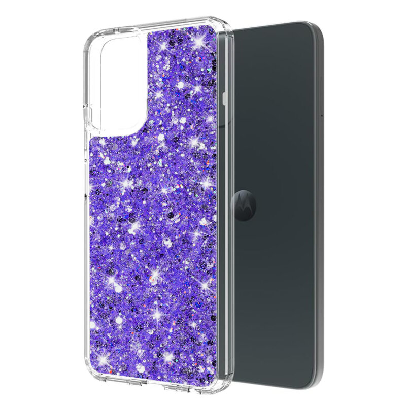 Husa cu sclipici Motorola Moto G34 Techsuit Sparkly Glitter, mov