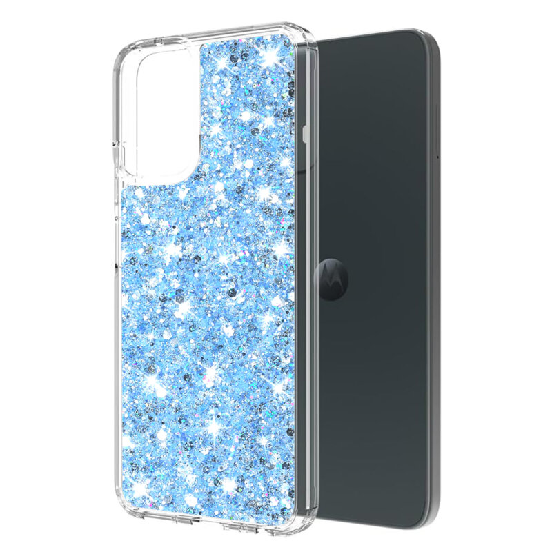 Husa cu sclipici Motorola Moto G34 Techsuit Sparkly Glitter, bleu