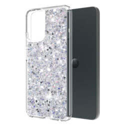 Husa cu sclipici Motorola Moto E14 Techsuit Sparkly Glitter, alb