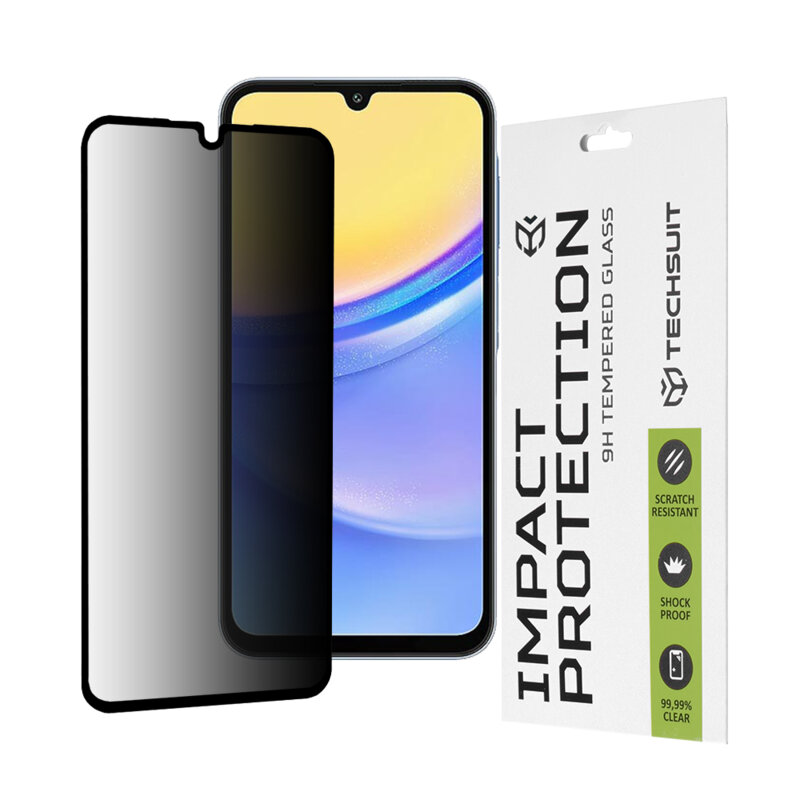 Folie sticla Samsung Galaxy A15 5G Techsuit 111D Privacy Full Glue, negru