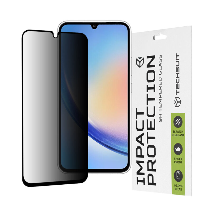 Folie sticla Samsung Galaxy A34 5G Techsuit 111D Privacy Full Glue, negru