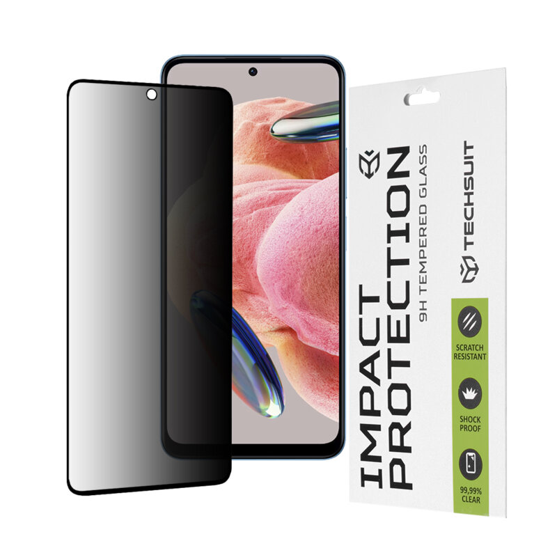 Folie sticla Xiaomi Redmi Note 12 4G Techsuit 111D Privacy Full Glue, negru