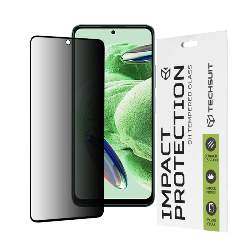 Folie sticla Xiaomi Redmi Note 12 5G Techsuit 111D Privacy Full Glue, negru