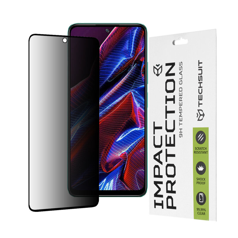 Folie sticla Xiaomi Poco X5 Techsuit 111D Privacy Full Glue, negru