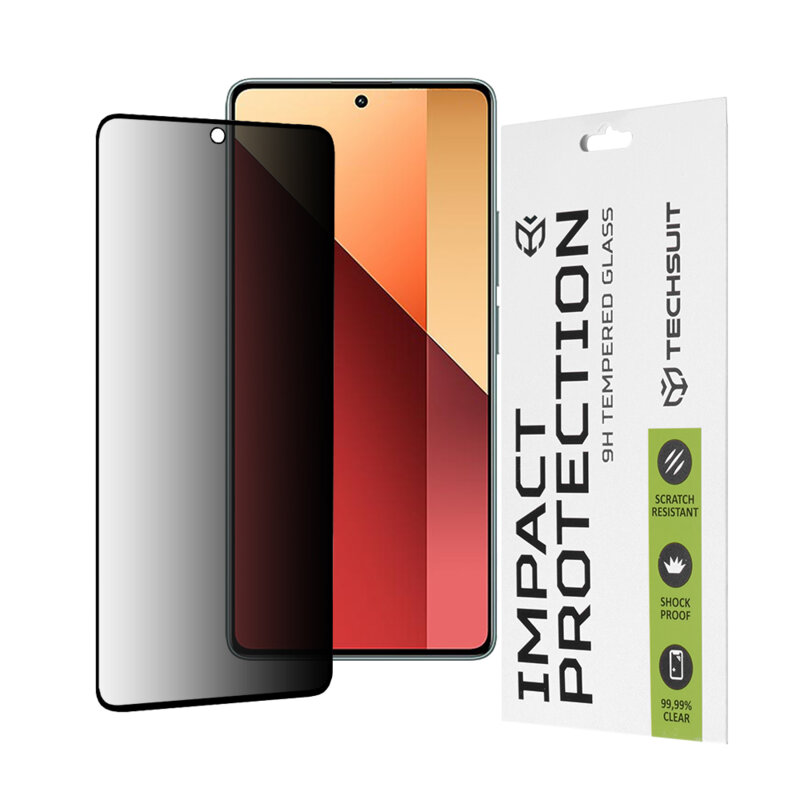 Folie sticla Xiaomi Redmi Note 13 Pro 4G Techsuit 111D Privacy Full Glue, negru