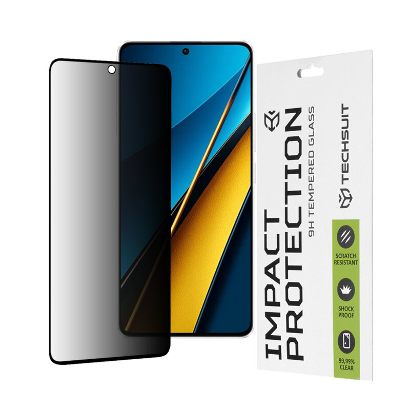 Folie sticla Xiaomi Poco X6 Techsuit 111D Privacy Full Glue, negru