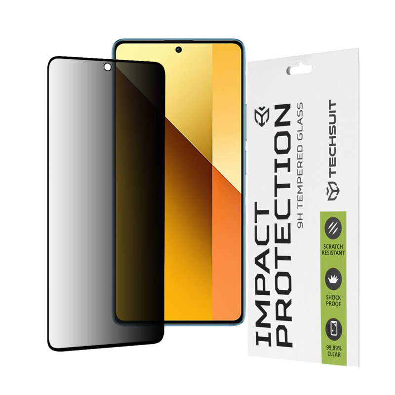 Folie sticla Xiaomi Redmi Note 13 5G Techsuit 111D Privacy Full Glue, negru