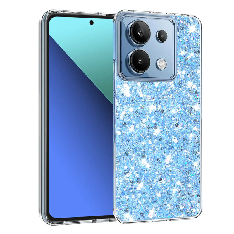 Husa cu sclipici Xiaomi Redmi Note 13 4G Techsuit Sparkly Glitter, bleu