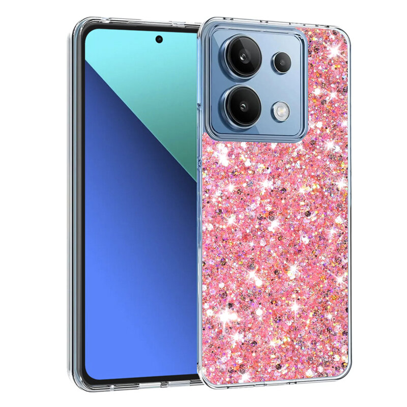 Husa cu sclipici Xiaomi Redmi Note 13 4G Techsuit Sparkly Glitter, roz