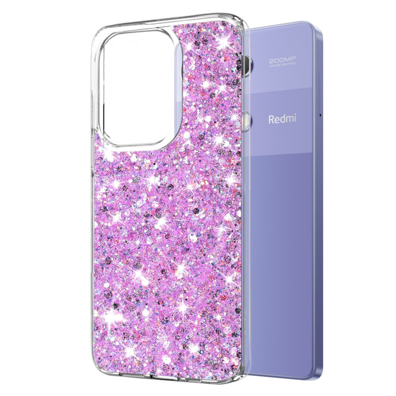 Husa cu sclipici Xiaomi Poco M6 Pro 4G Techsuit Sparkly Glitter, magenta