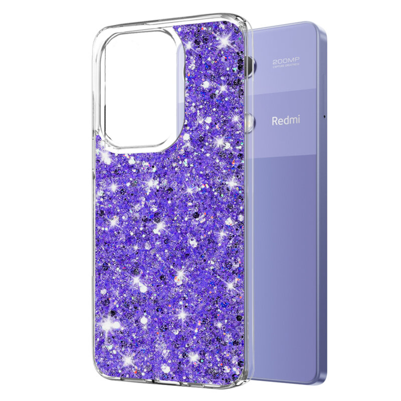 Husa cu sclipici Xiaomi Redmi Note 13 Pro 4G Techsuit Sparkly Glitter, mov