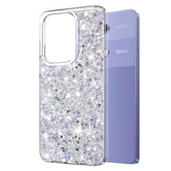 Husa cu sclipici Xiaomi Redmi Note 13 Pro 4G Techsuit Sparkly Glitter, alb