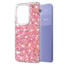 Husa cu sclipici Xiaomi Poco M6 Pro 4G Techsuit Sparkly Glitter, roz