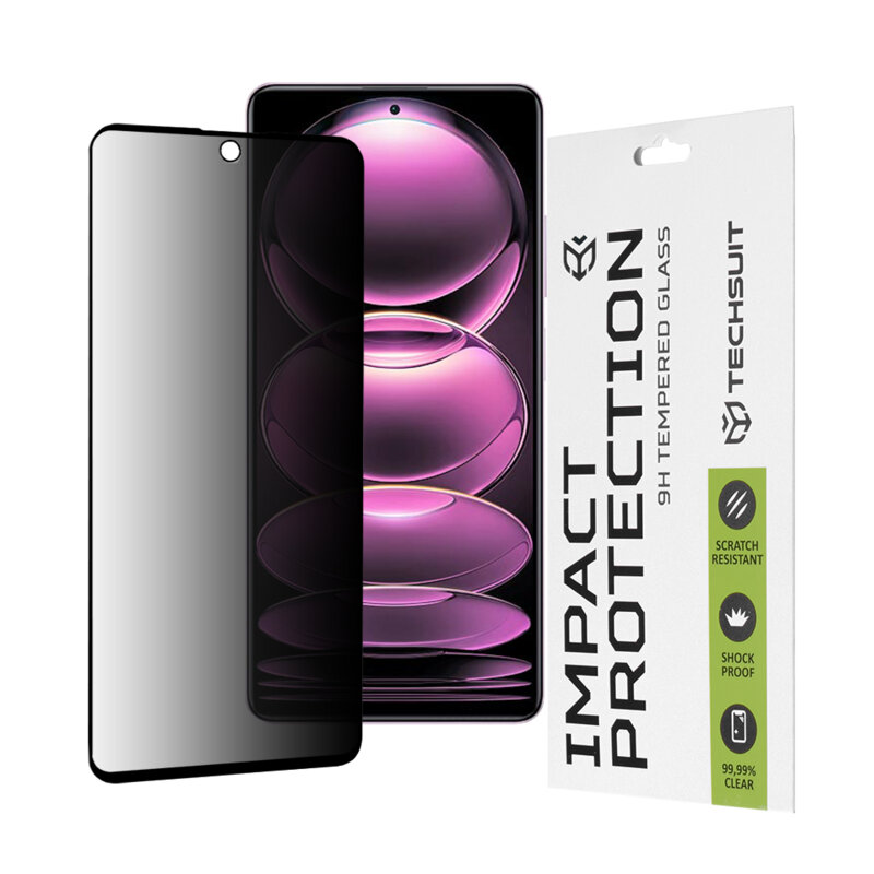 Folie sticla Xiaomi Redmi Note 12 Pro 5G Techsuit 111D Privacy Full Glue, negru