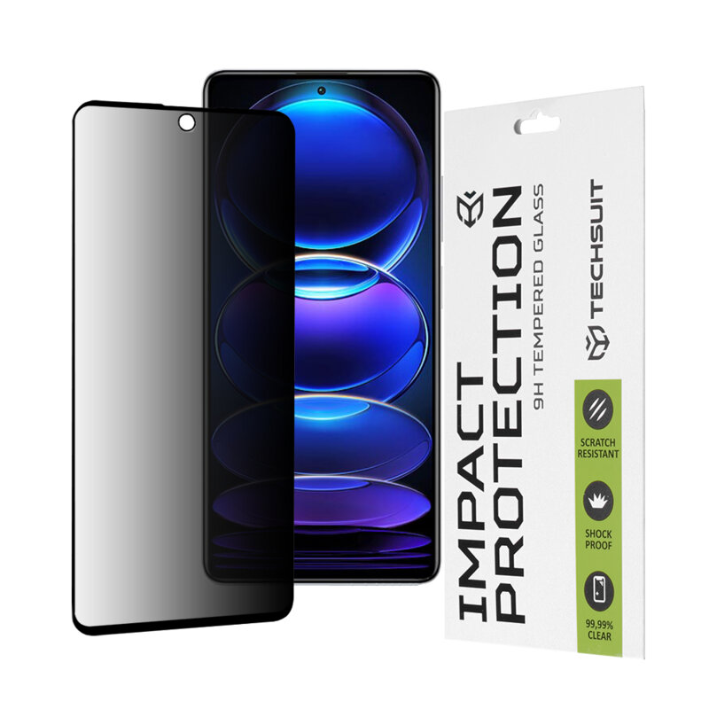 Folie sticla Xiaomi Redmi Note 12 Pro+ Techsuit 111D Privacy Full Glue, negru